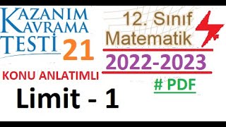 12 Sınıf  Kazanım Testi 21  Limit 1  Matematik  2022 2023  AYT  MEB  OGM Materyal  EBA [upl. by Moberg]