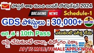 Postal GDS Recruitment Notification 2024 In Telugu  Postal Jobs 2024  Postal GDS Notification 2024 [upl. by Novikoff]