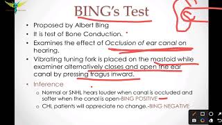 Bingquots Test  Tuning Fork Test  ENT [upl. by Annawahs69]