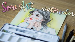 Unboxing New Art Supplies  First Portrait Painting With SeamiArt watercolor [upl. by Myrwyn647]