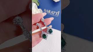 Natural Emerald and Diamond Earrings • Saratti [upl. by Asilanna]