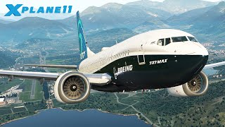 XPlane 11  Boeing 737 MAX  Cold Start amp Takeoff From Lugano Airport [upl. by Ennadroj]