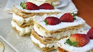 Strawberry amp Whipped Cream MilleFeuille  How to Make MilleFeuille with Whipped Cream [upl. by Airdnna]