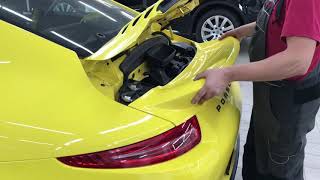 Installation of our production spoiler Ducktail Sport Design on Porsche 9911 Carrera 20112017 [upl. by Jacquette]