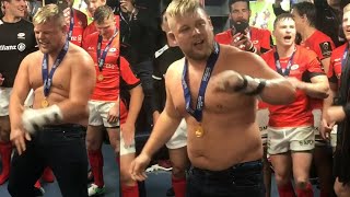 locker room celebration of rugby players [upl. by Kriste]