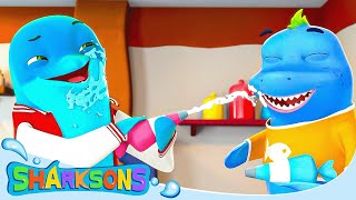 Sharks Bake a Cake Song  The Sharksons  Songs for Kids  Nursery Rhymes amp Kids Songs [upl. by Edrahc]