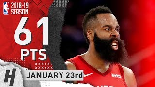 James Harden EPIC Highlights Rockets vs Knicks 20190123  61 Pts 15 Reb MVP [upl. by Negyam]