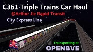 OpenBVEAJRTTrainspotting Triple Trains Car Haul on City Express Line [upl. by Evvy]