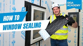 How To Seal a Window Air and Weathertight  SIGA Trestard 420 Black FR FireRated Sealing Tape [upl. by Barbette]