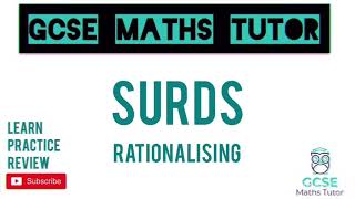 Surds Part 5 Rationalising the Denominator 1  10 Minute Maths Series  GCSE Maths Tutor [upl. by Drallim]