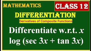 DIFFERENTIATION  Differentiate wrt x log sec 3x  tan 3x [upl. by Buehler]