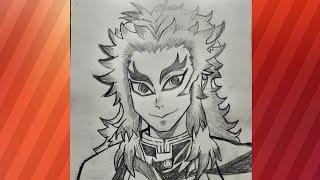 Anime Drawing How to Draw Kyojuro Rengoku from Demon Slayer  Drawing rengoku anime [upl. by Jacobs564]