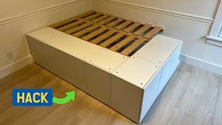 IKEA platform bed hack with hidden storage and ventilation  DIY bedroom makeover  Drawer Cabinet [upl. by Okiam]