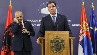 Albania and Serbia leaders clash over Kosovo comments [upl. by Jonas]