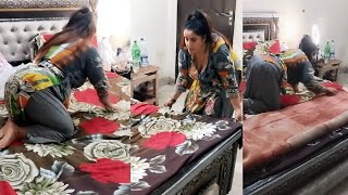 Pakistani Desi Housewife Late Night Routine Work  Bedroom Desi Cleaning Hot Vlog  Pak Village Life [upl. by Llet]