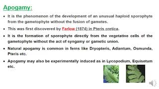 Apogamy and Apospory in Pteridophytes [upl. by Ramona]