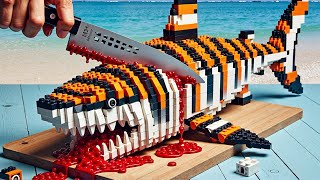 How to Make Pefect Giant TIGER SHARK Recipe IRL  Lego Cooking Stop Motion vs ASMR [upl. by Ihskaneem329]