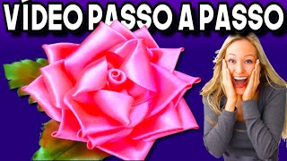 COMO FAZER ROSA DE FITA DE CETIM PASSO A PASSO COMPLETO [upl. by Refinney403]