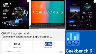 CHUWI Laptop I5 Geekbench 6 Test run CPU amp GPU test [upl. by Curtice]