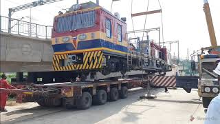 BEML new CMVCatenary Maintenance Vehicle unloading to track [upl. by Attaymik673]