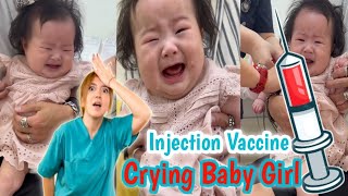 Injection Video For Little Baby Girl Cute Baby Pain Vaccination Injection Crying 😢 [upl. by Miuqaoj637]