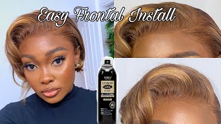 Frontal wig install  No Glue ❌ Spray gel✅ [upl. by Eibbil914]