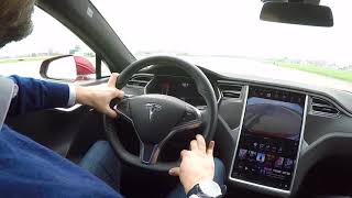 Tesla P100D  Accelerazione su pista aeroportuale a Parma [upl. by Aisenat272]