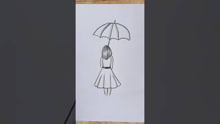 easy girl with umbrella drawing [upl. by Quinn433]