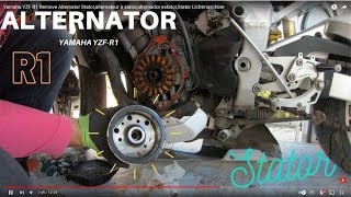 Yamaha YZF R1 Remove Alternator Stator and flywheelalternateuralternador estatorLichtmaschine4K [upl. by Bradski]