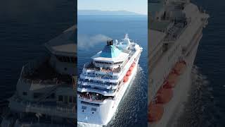 Celestyal Crystal in Kavala Greece greece cruise cruiseship drone travel celestyalcruises [upl. by Nadya]