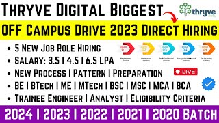 Thryve Digital Biggest OFF Campus Drive 2024  20232020 Batch  5 New Job Role  Salary 3565 LPA [upl. by Hallutama]