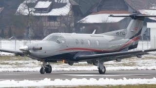 Pilatus PC12 HBFVZ Take Off at Airport BernBelp  Nice Turboprop Sounds [upl. by Irneh]