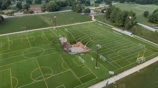 Sinkhole at Alton soccer field continues to grow [upl. by Lellih]