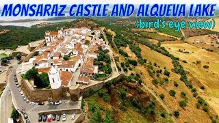 Monsaraz Castle and Alqueva lake birds eye view [upl. by Anafetse]