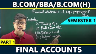 Final Accounts  Part 1 Most Important For Bcom BcomH BBA 1st Semester  Sunil panda sir [upl. by Pontone808]