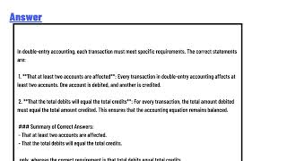 Knowledge Check 01 with doubleentry accounting each transaction requires [upl. by Eirased]