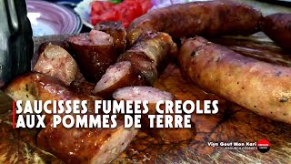 Plat créole traditionnel  saucisses fumées et pommes de terre [upl. by Adnilam]