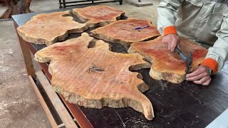 Turning a Quirky Redwood Slab into a Gorgeous Coffee Table 🌲☕️ Woodworking Craftsmanship DIY [upl. by Ailyt]