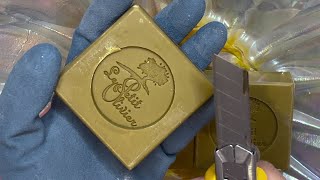 SOAP ASMR Olive Soap Cuts In A Shiny Plate [upl. by Ardna196]