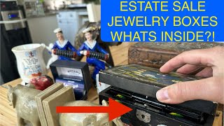 Searching estate sale jewelry boxes and more what will we find today [upl. by Nylyoj]