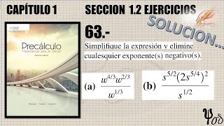 Simplificar expresiones con exponentes fraccionarios Ejer63 Sección12 Cap1 [upl. by Lion]