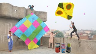 20 Feet Big Monstar Kite Make Nasir At Home Vs Kite Flying Big Gudda [upl. by Ahtekahs]