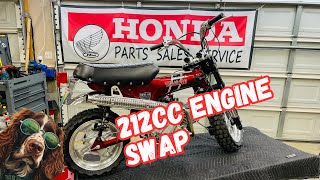 Honda Trail 70 CT70 212cc Engine swap will it run [upl. by Xerxes76]