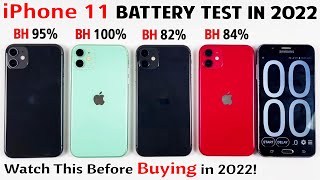 iPhone 11 Battery Life DRAIN TEST 2022 With 100 Health 95 Health 84 Health 82 Health  iOS 155 [upl. by Schulz]