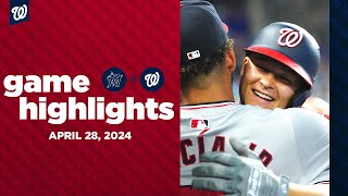 Nationals vs Marlins Game Highlights 42824  MLB Highlights [upl. by Acissj]