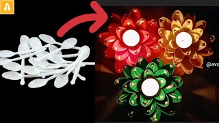 quotDIY Festive Decor How to Make a Stunning Diya Stand with Plastic Spoons  Easy Craft Ideasquot [upl. by Pudendas]