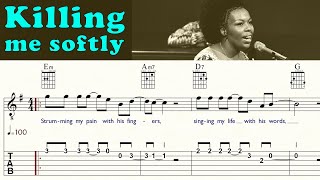 KILLING ME SOFTLY  ROBERTA FLACK  Guitar Lesson  Melody Chords amp Lyrics  TAB amp Sheet music [upl. by Yrffej]