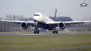 Delta Airlines A350900 landing at Amsterdam SchipholCRAZY [upl. by Naitsabes]