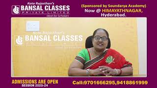 Bansal Classes Private Limited Now in Hyderabad [upl. by Eluk]