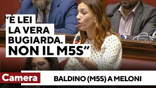 Baldino M5s scatenata contro Meloni quotÈ lei la vera bugiardaquot Lintervento alla Camera [upl. by Roarke]